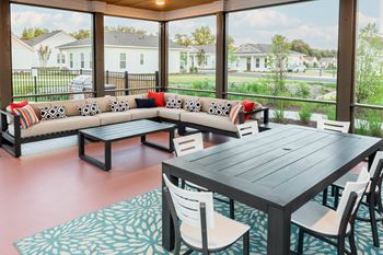 Screened-in patio and social area